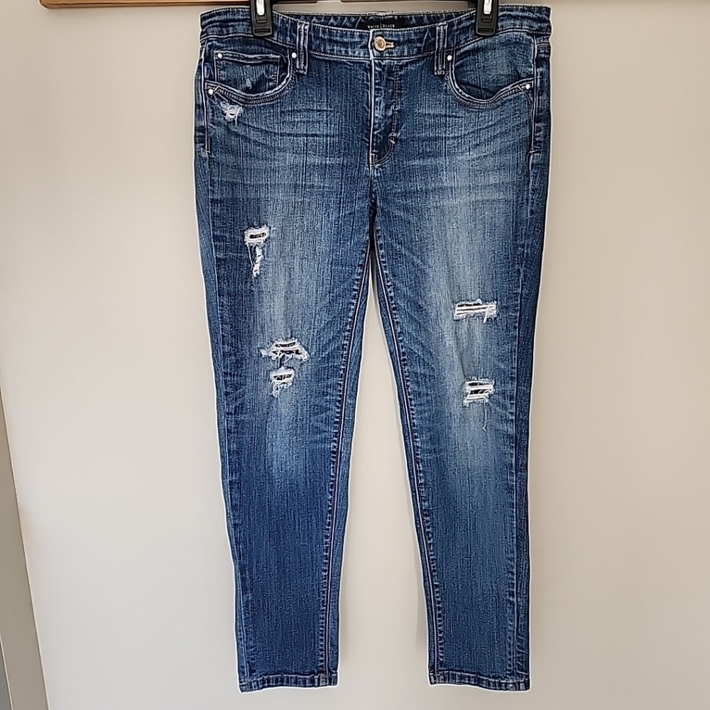 White House Black Market Women's Girlfriend Jeans 8 Distressed 34x27